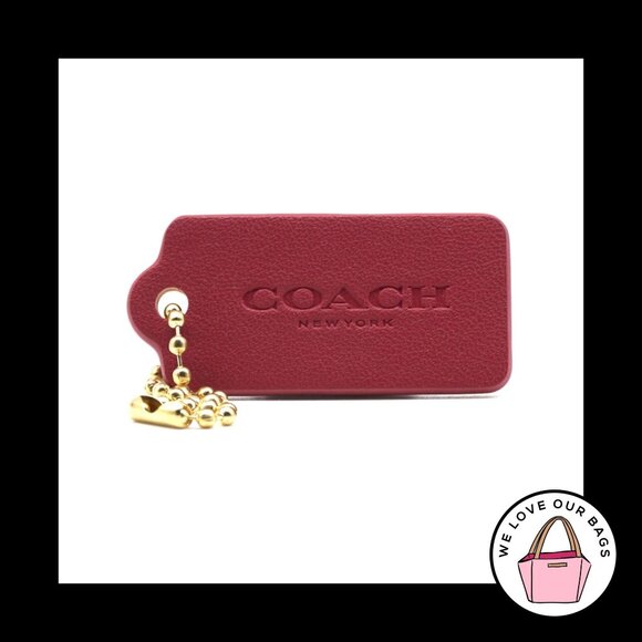 1.75" Medium COACH NEW YORK Pink Leather Brass Fob Bag Charm Keychain Hang Tag - Picture 1 of 1